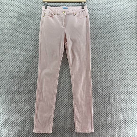 J McLaughlin Pants Womens 6 Pink Stretchy Straight Leg Mid Rise Preppy Casual - Picture 1 of 16